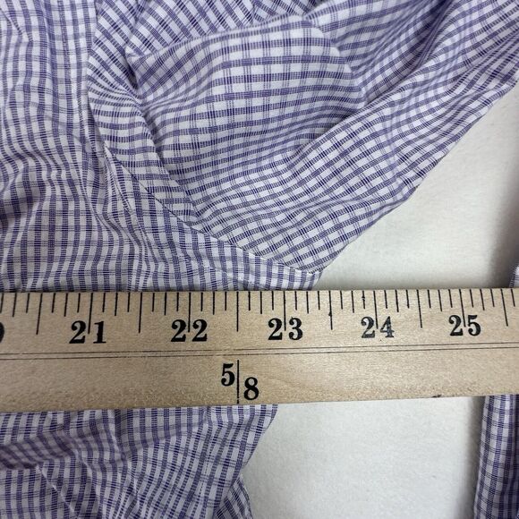 David Donahue Shirt Mens Size 16.5 Purple Plaid French Cuff Long Sleeve Slim Fit - Picture 2 of 11
